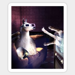 Llama With 3D Glasses Watching 3D Horror Movie Sticker